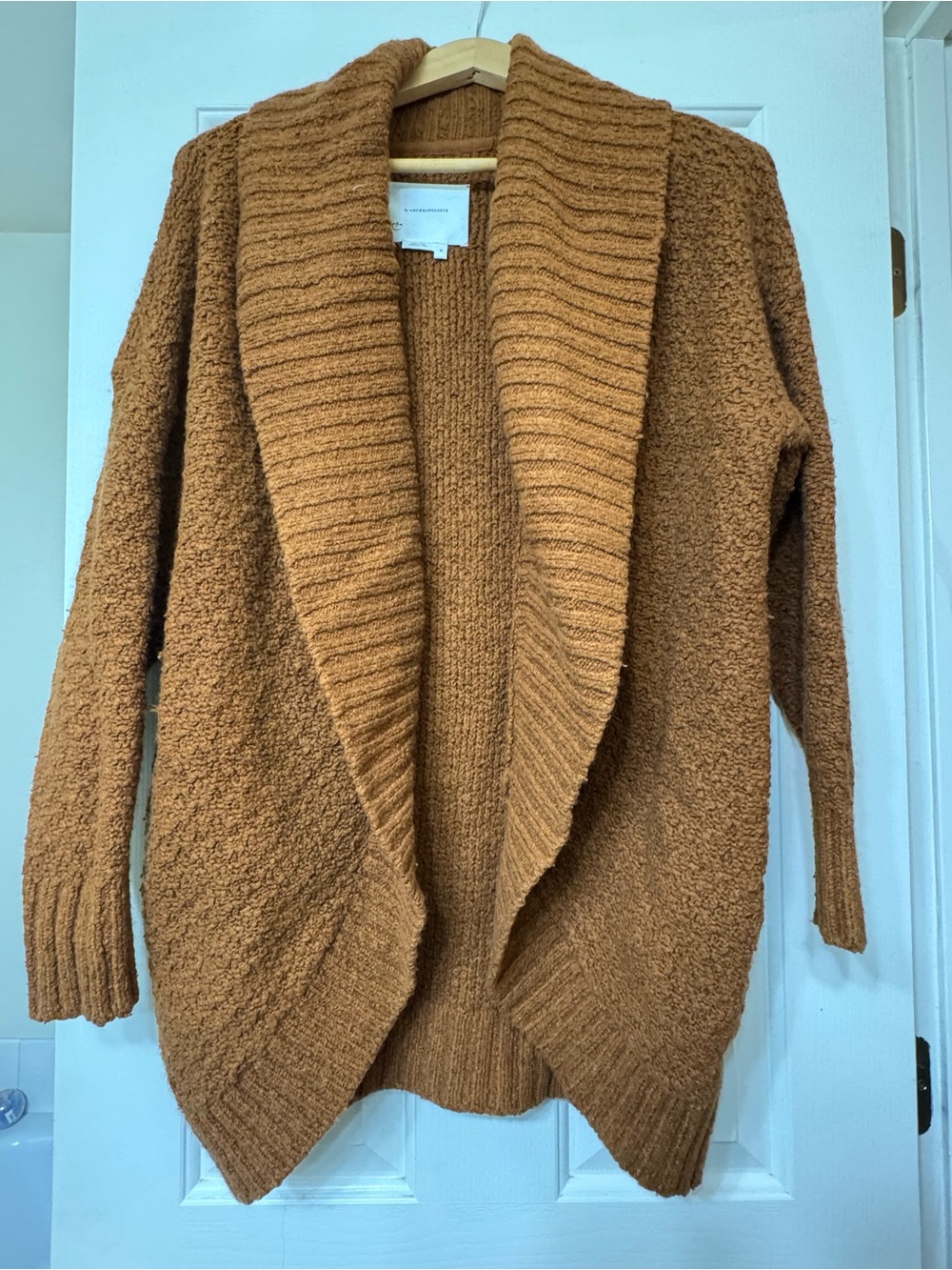 Anthropologie Cozy Rust Open-Front Ribbed Cardigan - Picture 3 of 4